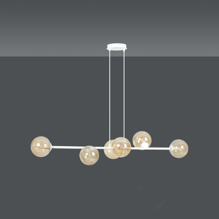 Lampa wisząca ROSSI 6 WH MIODOWY Emibig 879/6 biały/beżowy