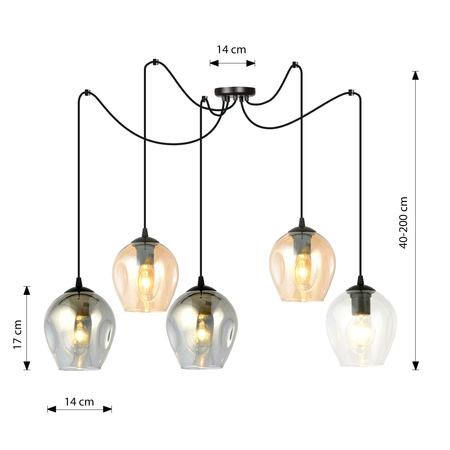 Lampa wisząca LEVEL 5 BL MIX Emibig 759/5 czarny/złoty