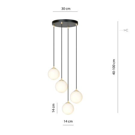 Lampa wisząca ROYAL 4 Emibig 1243/4 biały/czarny