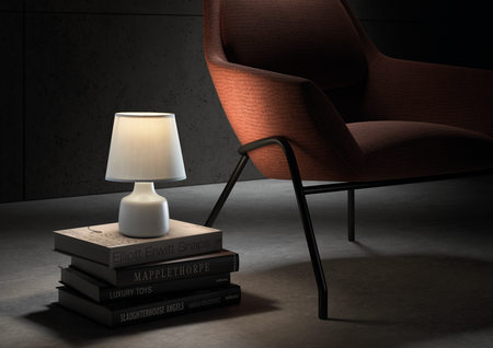 Lampa stołowa CLOE szary E14 abażur szary, ceramiczna