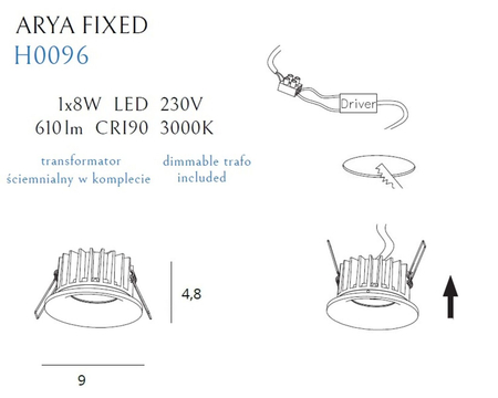 Oprawa wpuszczana Maxlight ARYA FIXED H0096 biały