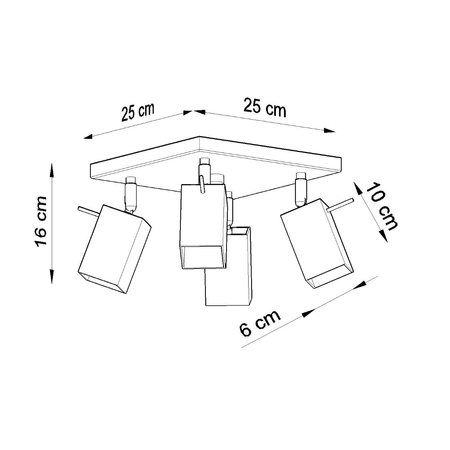 Sollux Lighting Plafon MERIDA 4 szary SL.0458