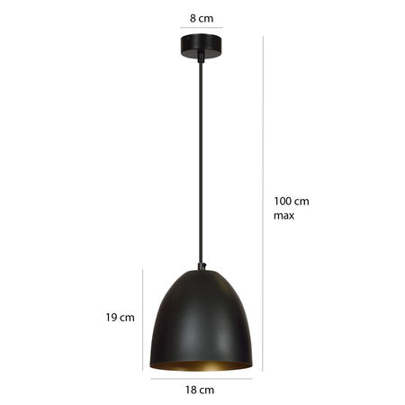 Lampa wisząca LENOX 1 BLACK / WHITE Emibig 391/1 biały/czarny