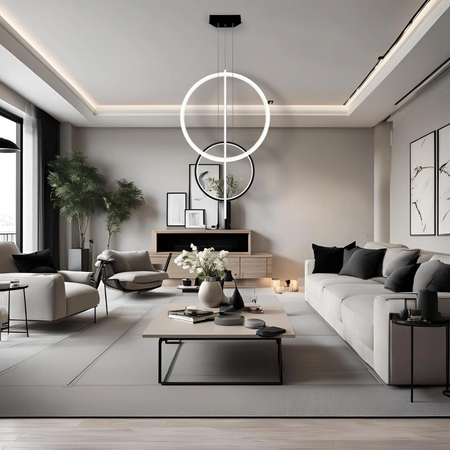 Lampa wisząca Linea No.5 60/40cm czarno biała 4k v2