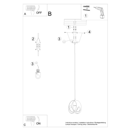Sollux Lighting Lampa wisząca TULOS 1 czarna SL.1087