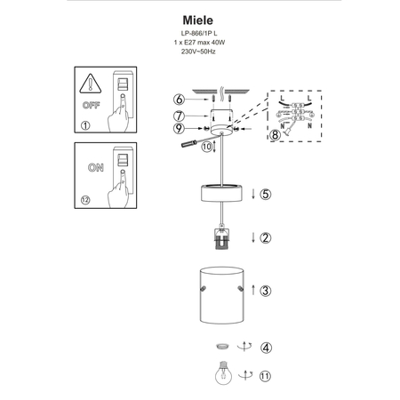 Lampa wisząca Miele duża 1xE27 złota/dymna LP-866/1P SM/GD