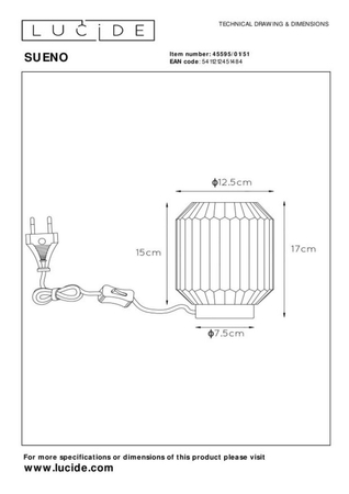 Lampa stołowa Lucide SUENO 45595/01/51 szary