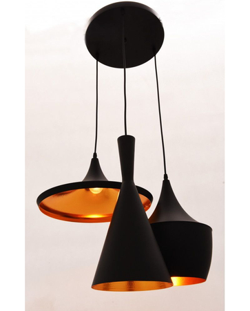 Lampa wisząca Lumina Deco LDP 7712-3 (BK) Foggi W3
