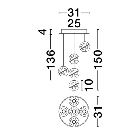 Lampa wisząca Luces Exclusivas LE44212 złoty i odcienie złota