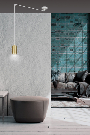 Lampa wisząca TRAKER 1 WH/GOLD Emibig 527/1 biały/złoty