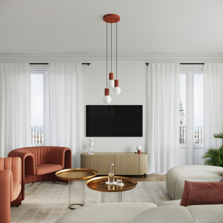 Sollux Lighting Lampa wisząca HALO 3P ochra czerwona SL.1730