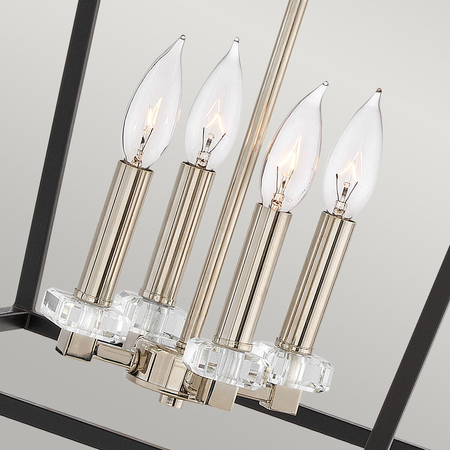 Lampa wisząca / Półplafon Stinson - 4 źródła światła - Czarny / Polerowany nikiel Quintiesse QN-STINSON-4P-L-BK