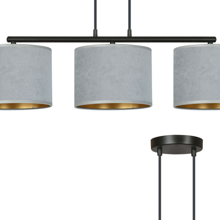 Lampa wisząca HILDE 3 BL GRAY Emibig 1050/3 czarny/chrom