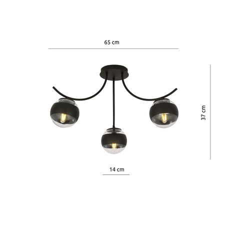 Lampa sufitowa BOSTON 3 BLACK/STRIPE Emibig 1111/3 czarny