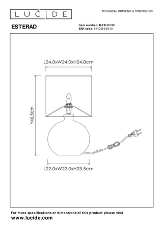 Lampa stołowa Lucide ESTERAD 10519/81/33 zielony