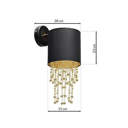 Milagro Kinkiet ALMERIA BLACK/GOLD 1xE27 MLP6438 CZARNY / ZŁOTY