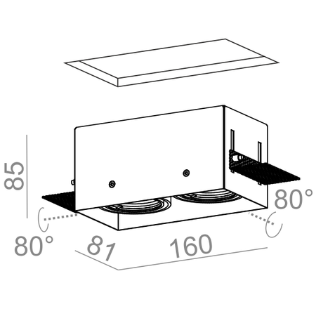 Lampa wpuszczana AQForm Squares 50 x 2 Trimless 230V Recessed Biały Struktura