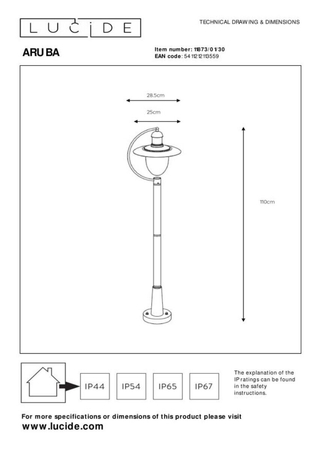 Lampa zewnętrzna Lucide ARUBA czarny 11873/01/30