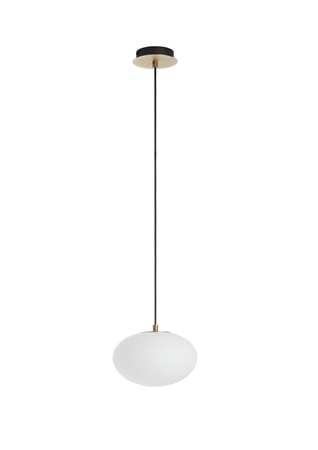 Lampa wisząca PRESS mosiądz mat 1xE27 Ø22cm szkło mleczne