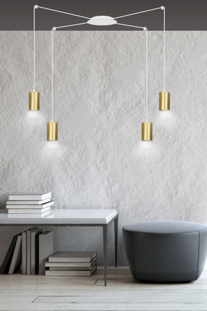 Lampa wisząca TRAKER 4 WH/GOLD Emibig 527/4 biały/złoty