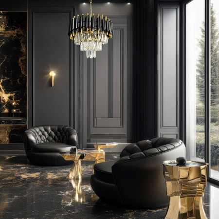 Milagro Żyrandol CRISTAL 5xE14 ML1634 CZARNY + ZŁOTY