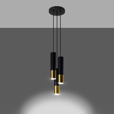 Sollux Lighting Lampa wisząca LOOPEZ 3P czarny/złoty SL.0955