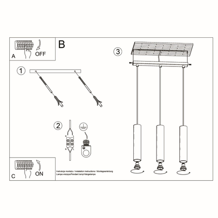 Sollux Lighting Lampa wisząca LAGOS 3L czarny SL.0329