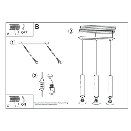 Sollux Lighting Lampa wisząca LAGOS 3L zielona oliwka SL.1486