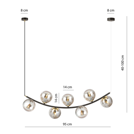 Lampa wisząca RITZ 7 Emibig 1297/7 czarny/złoty