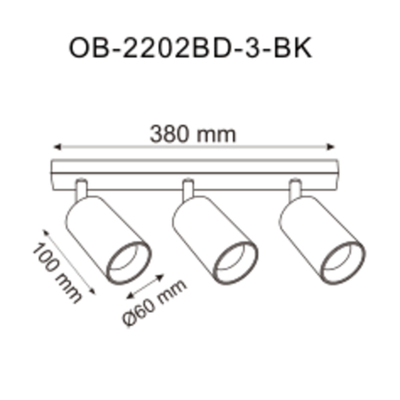 Kinkiet Zuma Line OB-2202BD-3-BK WADE LISTWA CZARNA/BLACK