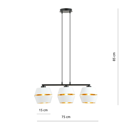 Lampa wisząca PIANO 3 Emibig 1182/3 biały/czarny