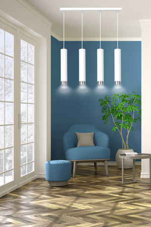 Lampa wisząca KIBO 4 WH/CHROME Emibig 641/4 biały/chrom