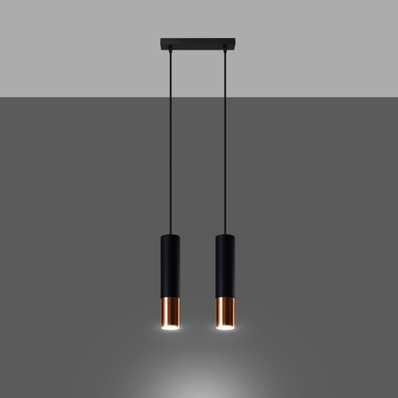 Sollux Lighting Lampa wisząca LOOPEZ 2 czarny/miedź SL.0947