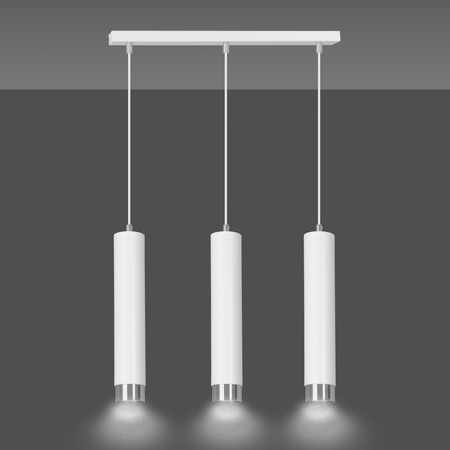 Lampa wisząca KIBO 3 WH/CHROME Emibig 641/3 biały/chrom