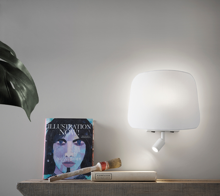 Lampa ścienna ELEA READER biały mat 1xE27+LED 3W 3000K abażur biały