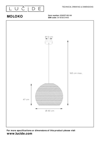 Lampa wisząca Lucide MOLOKO 03437/40/44 brązowy