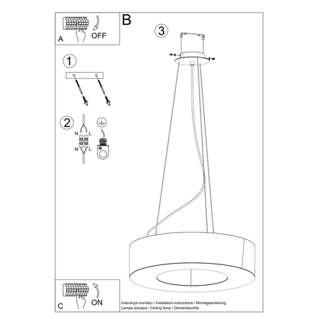 Sollux Lighting Żyrandol SATURNO 70 czarny SL.0752