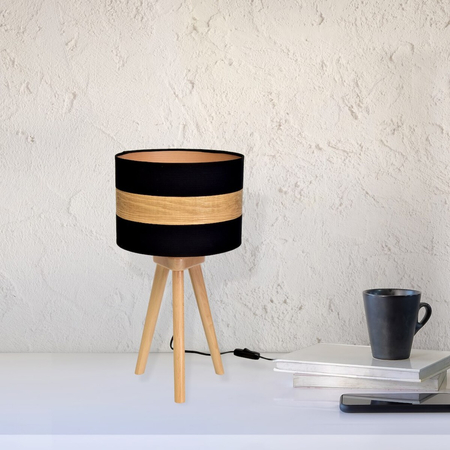 Milagro Lampka stołowa TERRA 1xE27 MLP6292 Czerń / Naturalne drewno