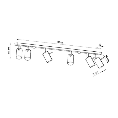 Sollux Lighting Plafon RING 6L czarny SL.0334