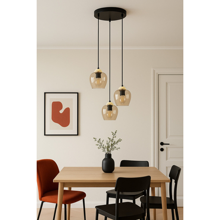Lampa wisząca Kaja TULA K-5606 czarny, złoty, bursztyn