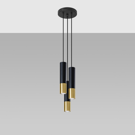 Sollux Lighting Lampa wisząca LOOPEZ 3P czarny/złoty SL.0955