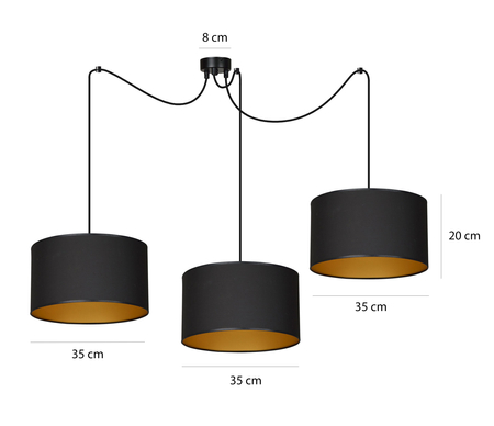 Lampa wisząca ROTO 3 BL BLACK/GOLD Emibig 184/3 czarny/złoty