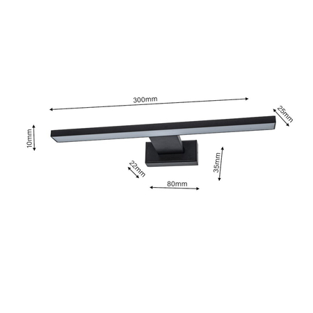 Milagro Kinkiet SHINE BLACK 30cm 7W LED ML4378 CZARNY