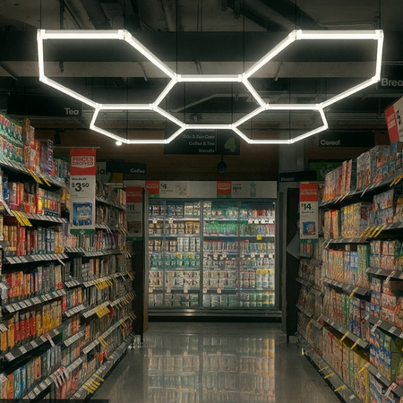 Lampa LED Hexagon Blaupunkt 216W geometryczny panel sufitowy led 4000K CRI90 w kształcie plasta miodu
