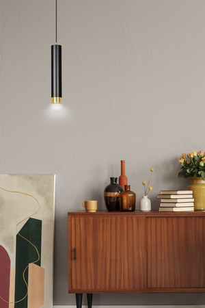 Lampa wisząca KIBO 1 BL/GOLD Emibig 644/1 czarny/złoty