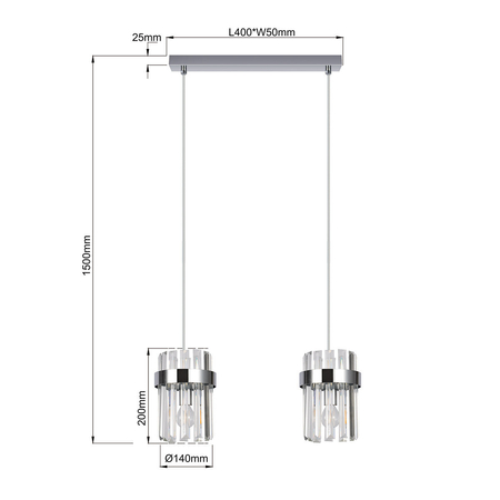 Light Prestige Lampa wisząca Vetro chrom 2xE14 LP-2910/2L CH
