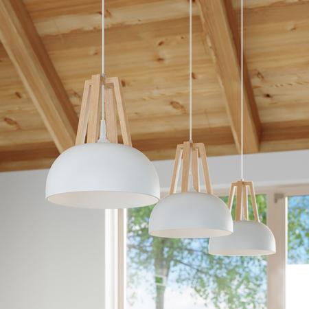 Sollux Lighting Lampa wisząca CASCO biała/naturalne drewno SL.0388