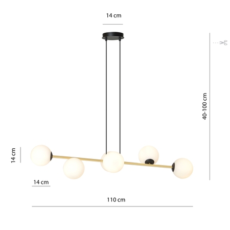Lampa wisząca GRAVITY 6 Emibig 1241/6 biały/czarny