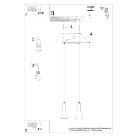 Sollux Lighting Lampa wisząca REA 3L beton SL.1225
