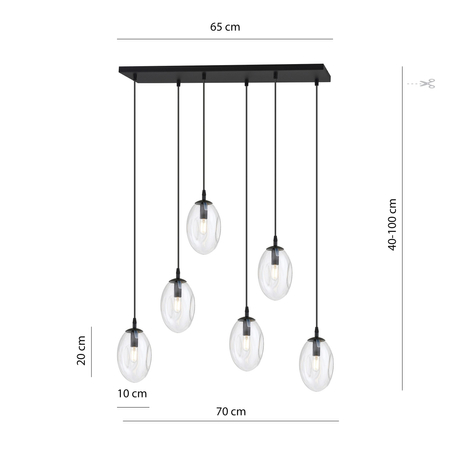Lampa wisząca ASTRAL 6 Emibig 1265/6 czarny